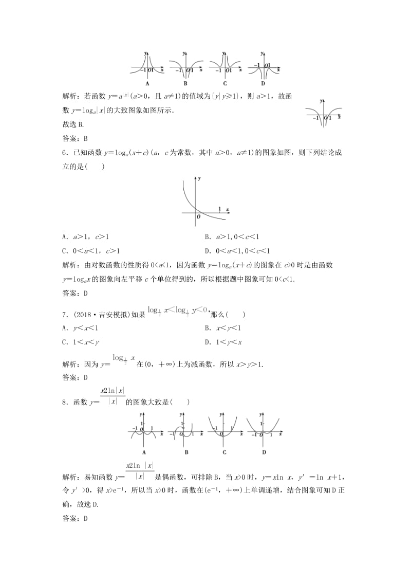 2019届高考数学一轮复习 第二章 函数、导数及其应用 第六节 对数与对数函数课时作业.doc_第2页