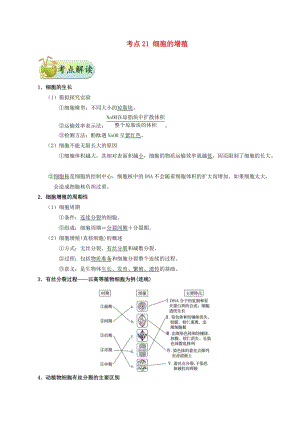 2019年高考生物 考點一遍過 考點21 細胞的增殖（含解析）.doc