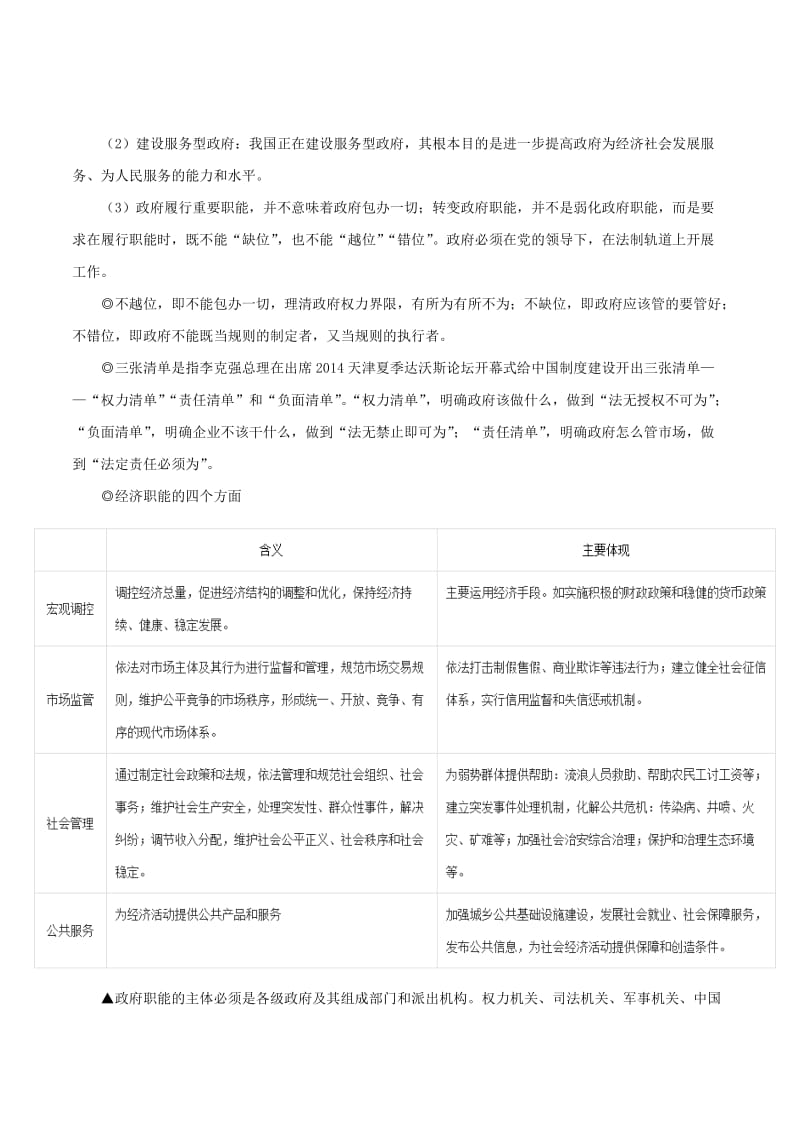 2019年高考政治 考点一遍过 考点21 我国政府的职能和责任（含解析）.doc_第2页