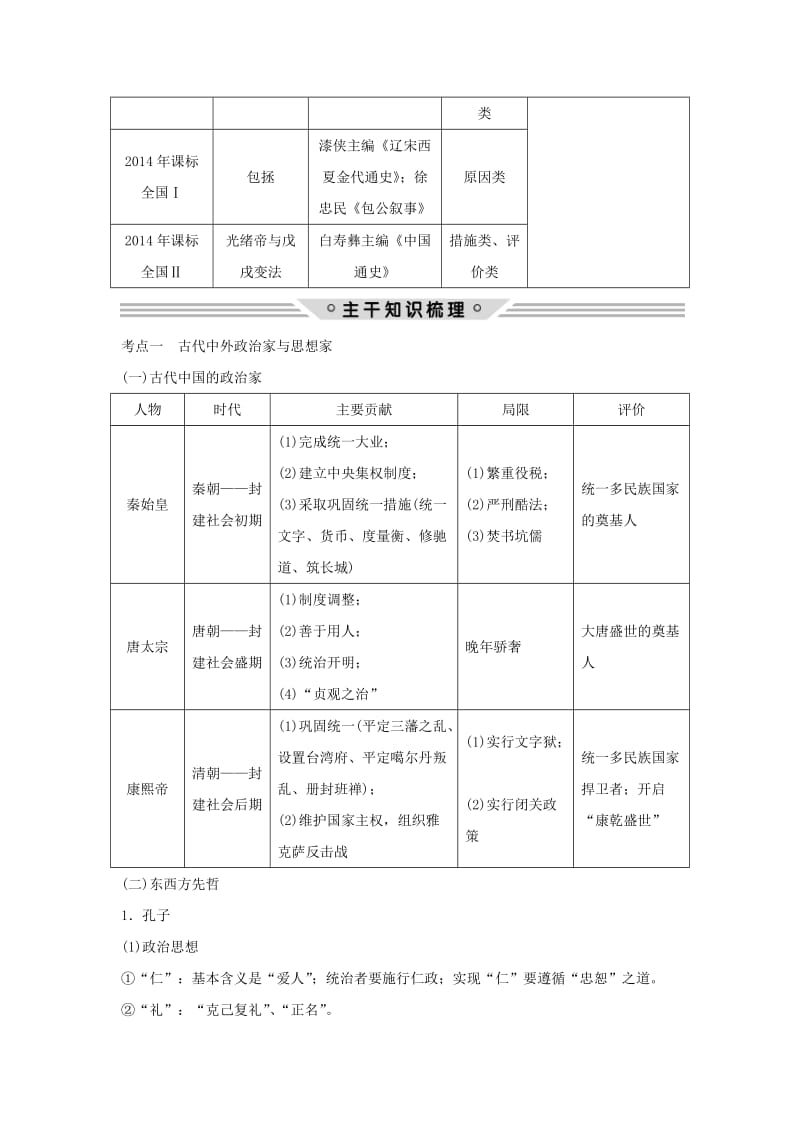 2019版高考历史二轮复习 选考内容与模块整合 选考三 中外历史人物评说学案.doc_第2页