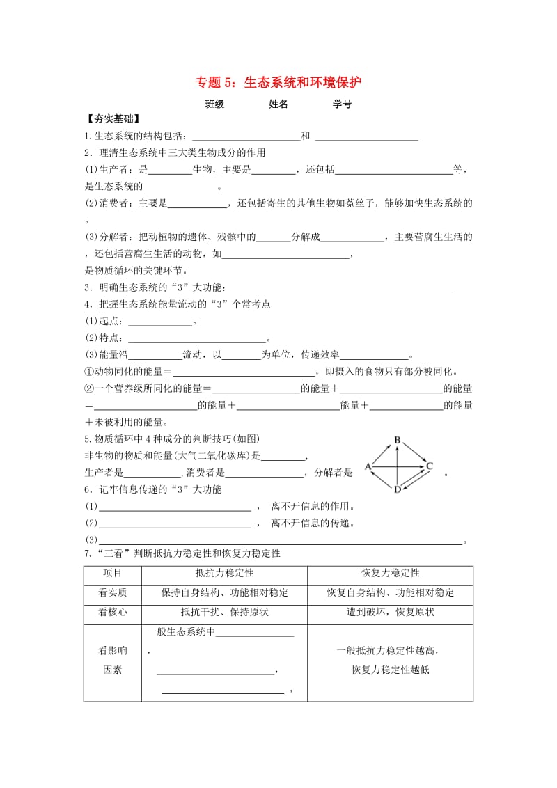 2018届高考生物第一轮复习 专题5 生态系统及环境保护学案.doc_第1页