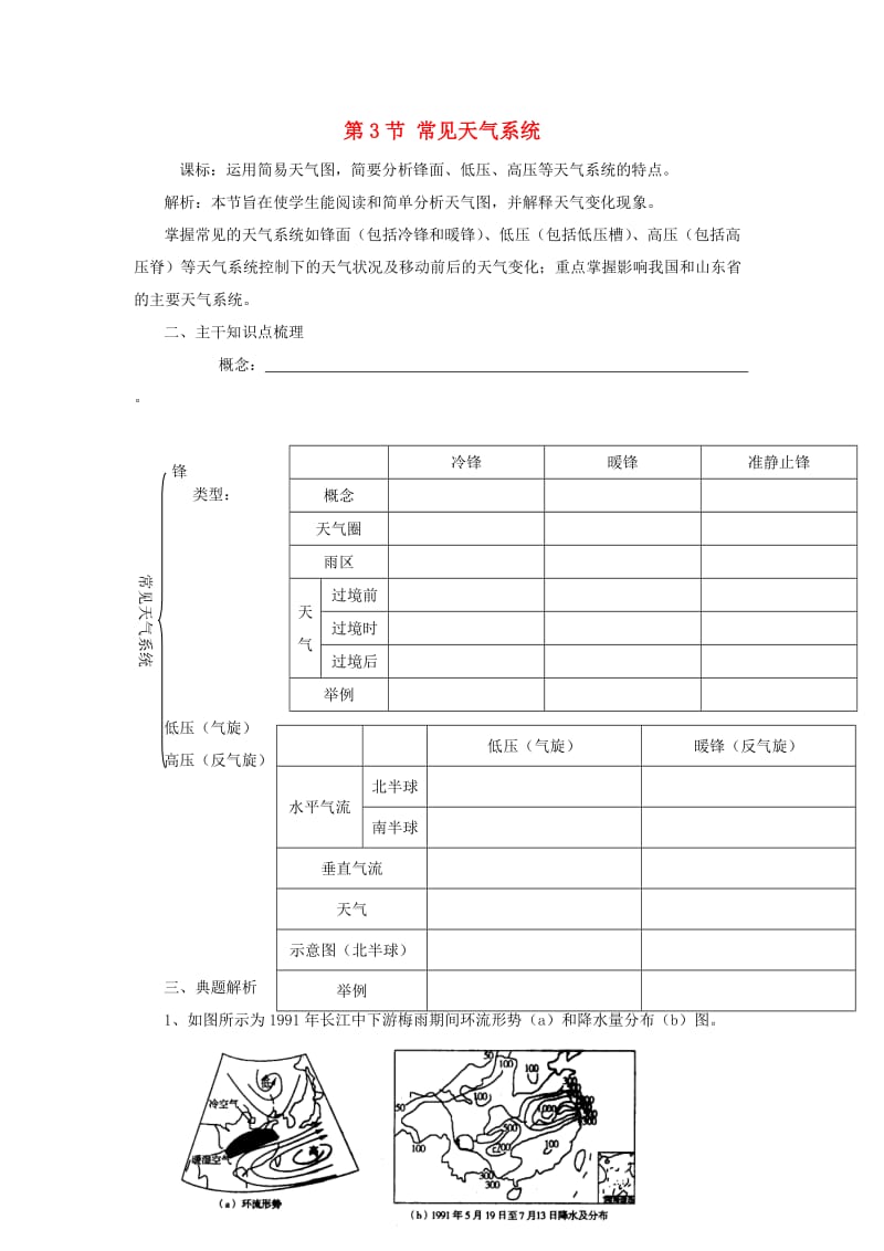 2018秋高中地理 第二章 地球上的大气 第3节 常见天气系统导学案 新人教版必修1.doc_第1页