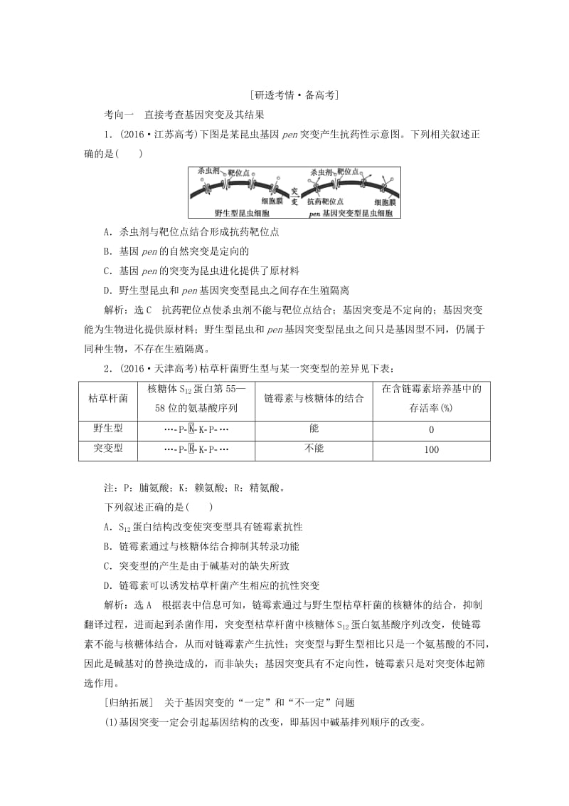 （全国通用版）2019版高考生物一轮复习 第2部分 遗传与进化 第三单元 生物的变异、育种和进化精准备课学案.doc_第3页