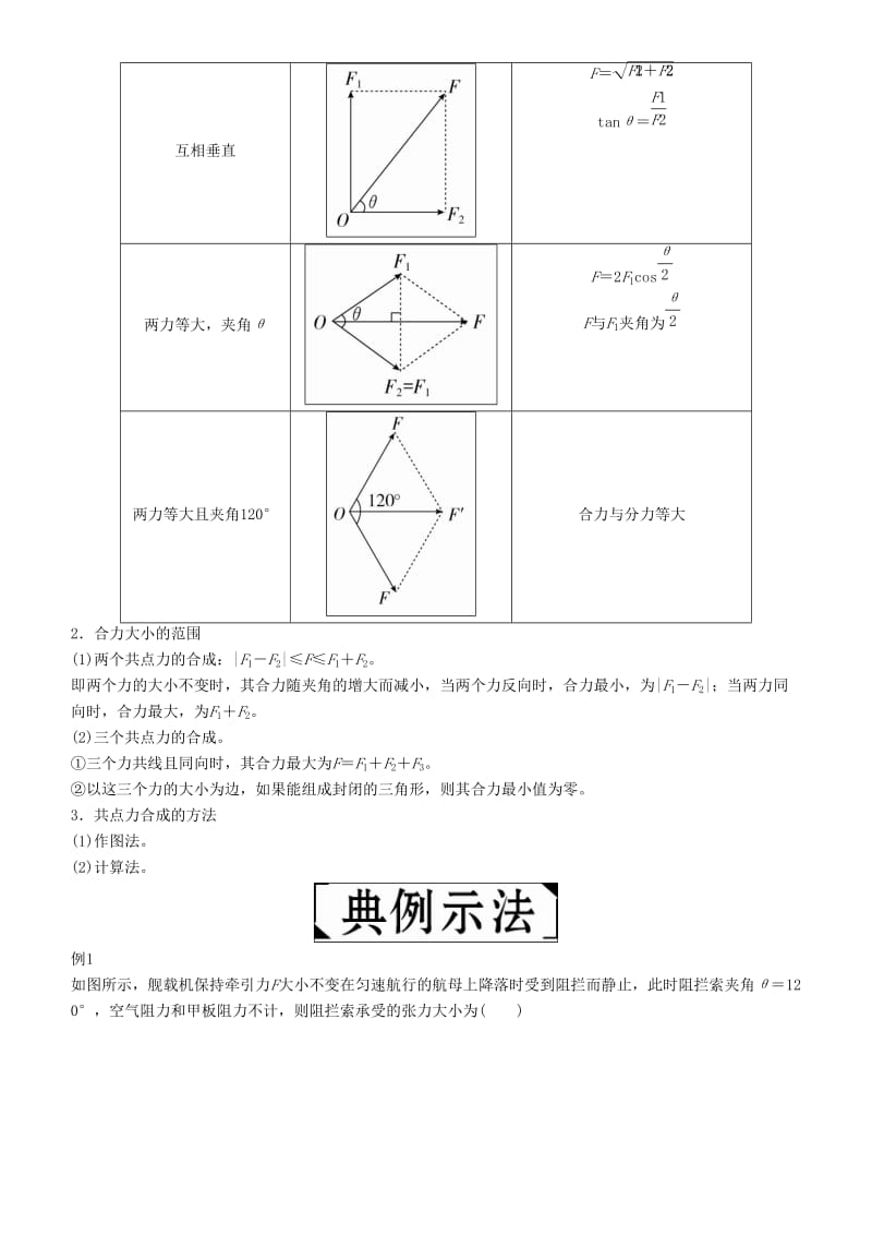 2019年高考物理一轮复习 第二章 相互作用 第2讲 力的合成与分解学案.doc_第2页