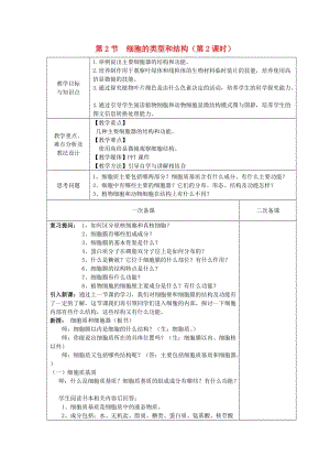 2018-2019學(xué)年高中生物 第三章 細(xì)胞的結(jié)構(gòu)和功能 第2節(jié) 細(xì)胞的類(lèi)型和結(jié)構(gòu) 第2課時(shí)教案 蘇教版必修1.doc