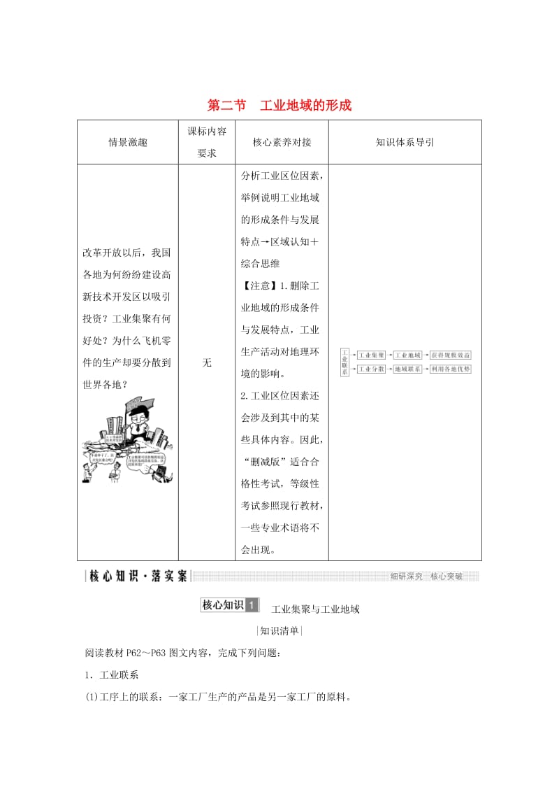 （新课改地区）2018-2019学年高中地理 第四章 工业地域的形成与发展 第二节 工业地域的形成学案 新人教版必修2.doc_第1页