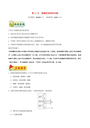 2018高中生物 每日一題之快樂(lè)暑假 第11天 核酸的結(jié)構(gòu)和功能（含解析）新人教版.doc