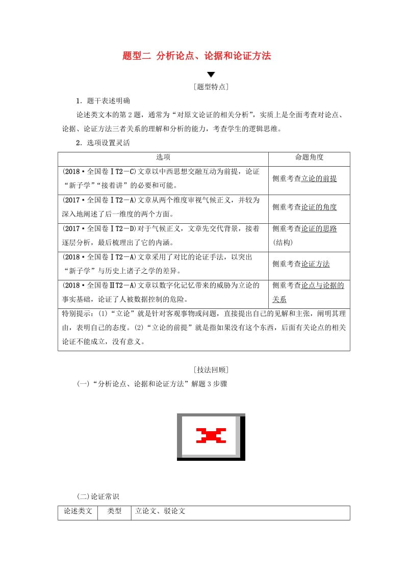 2019版高考语文二轮提分复习 专题1 论述类文本阅读 提分攻略2 题型2 分析论点、论据和论证方法讲义.doc_第1页