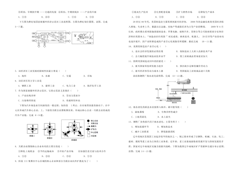 2019年高考地理一轮复习 第九单元 工业单元A卷.doc_第2页