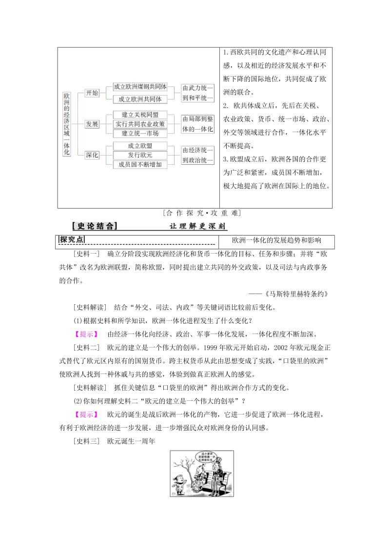 2018-2019学年高中历史 第五单元 经济全球化的趋势 第24课 欧洲的经济区域一体化学案 岳麓版必修2.doc_第3页