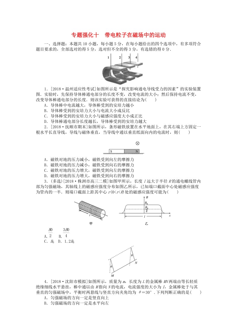 2019年高考物理二轮复习 专题强化十 带电粒子在磁场中的运动.doc_第1页