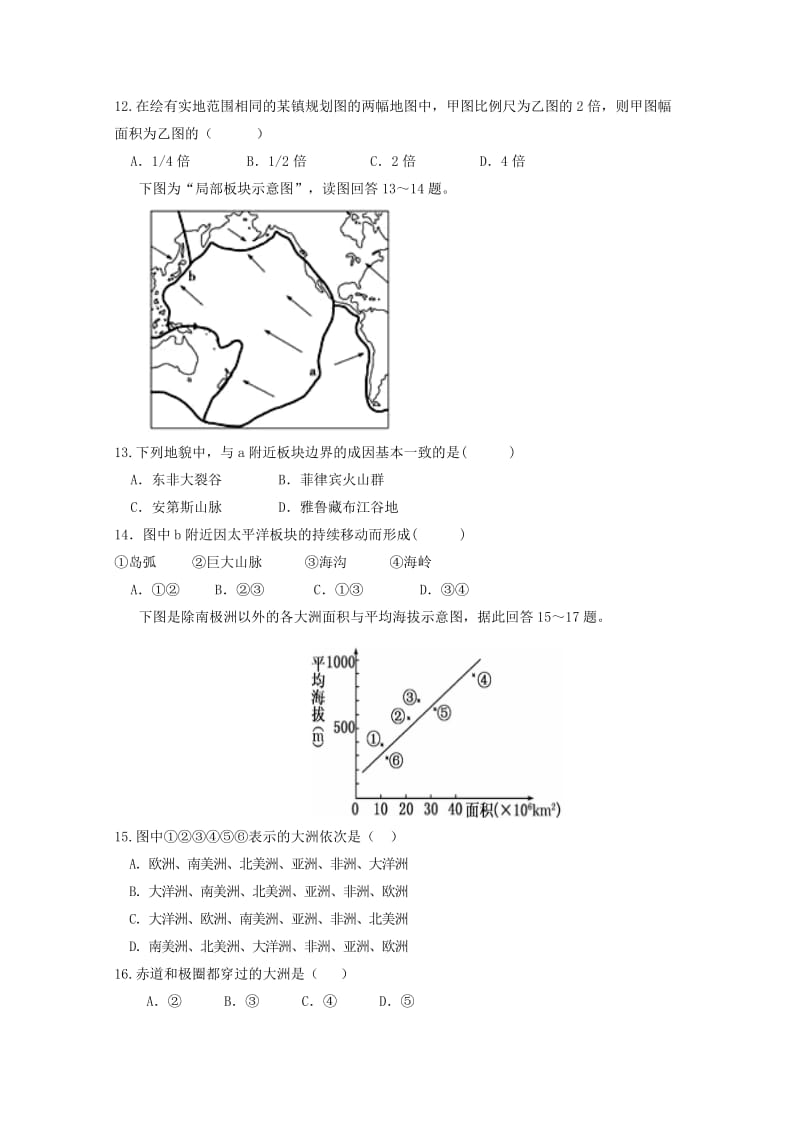 2019-2020学年高二地理下学期期中试题（无答案） (II).doc_第3页