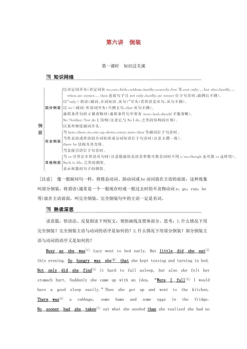 2019高考英语 重难增分篇 第六讲 倒装讲与练 新人教版.doc_第1页