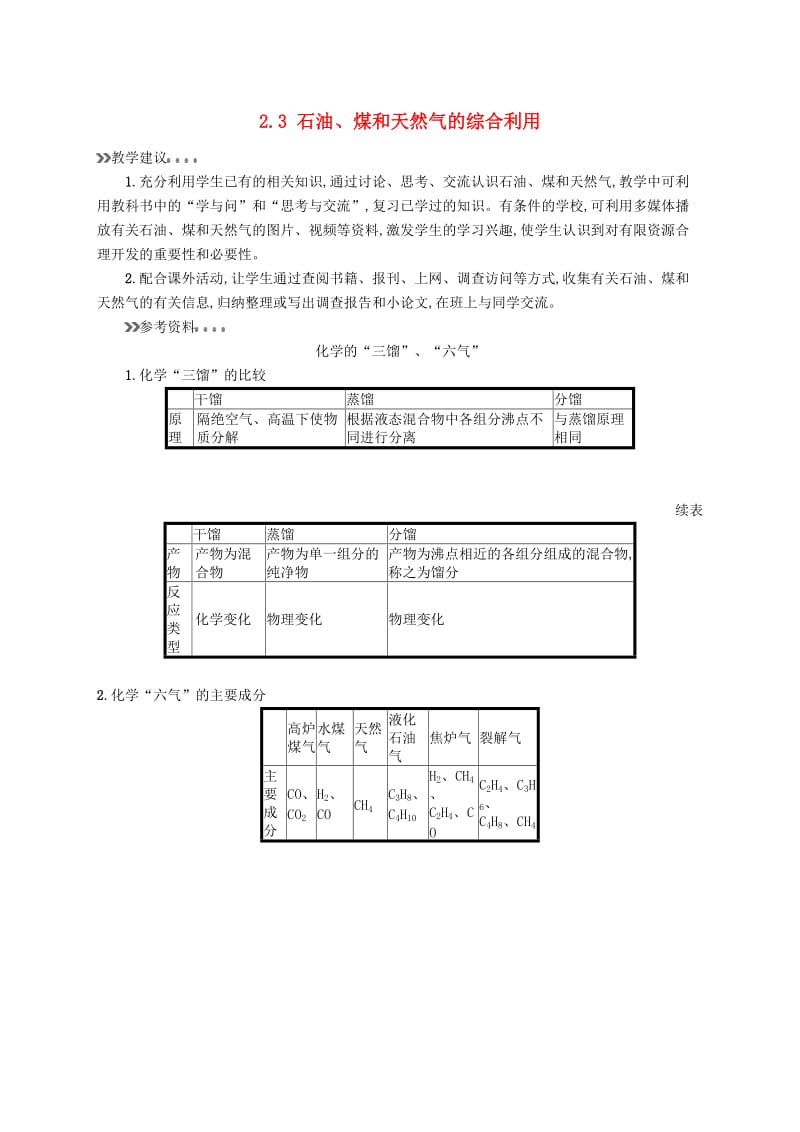 2019高中化学 第二单元 化学与资源开发利用 2.3 石油、煤和天然气的综合利用备课素材 新人教版选修2.docx_第1页