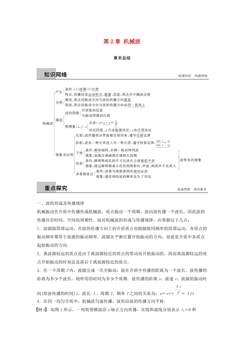 2018-2019版高中物理 第2章 机械波章末总结学案 沪科版选修3-4.doc_第1页