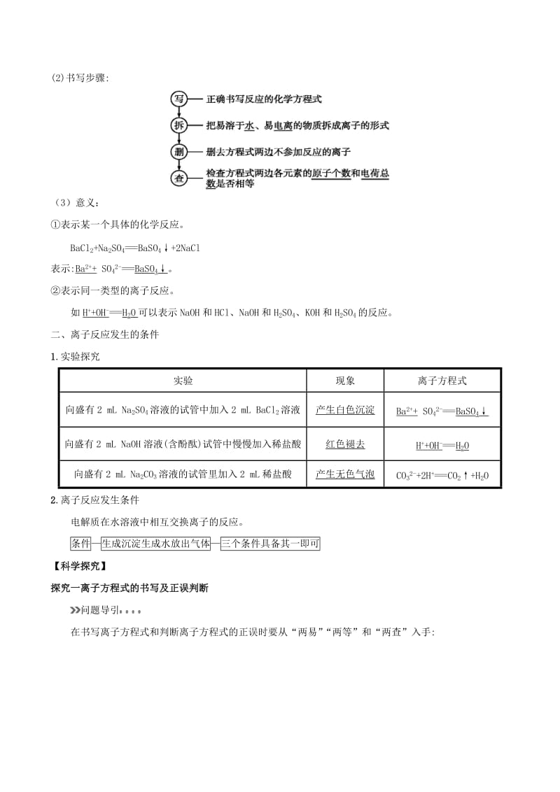 2018年秋高中化学 初高中衔接 专题09 离子反应及其发生的条件学案.doc_第2页