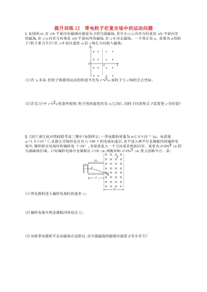 （浙江專用）2019版高考物理大二輪復(fù)習(xí)優(yōu)選習(xí)題 專題三 電場與磁場 提升訓(xùn)練12 帶電粒子在復(fù)合場中的運動問題.doc