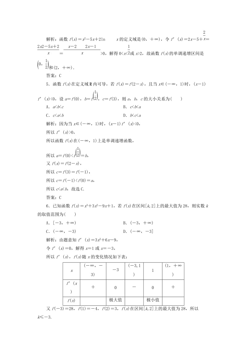 2019高考数学二轮复习 专题一 集合、常用逻辑用语、不等式、函数与导数 第五讲 导数的应用（一）能力训练 理.doc_第2页