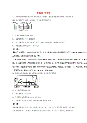 2019年高考化學(xué)大串講 專題12 電化學(xué)練習(xí).doc