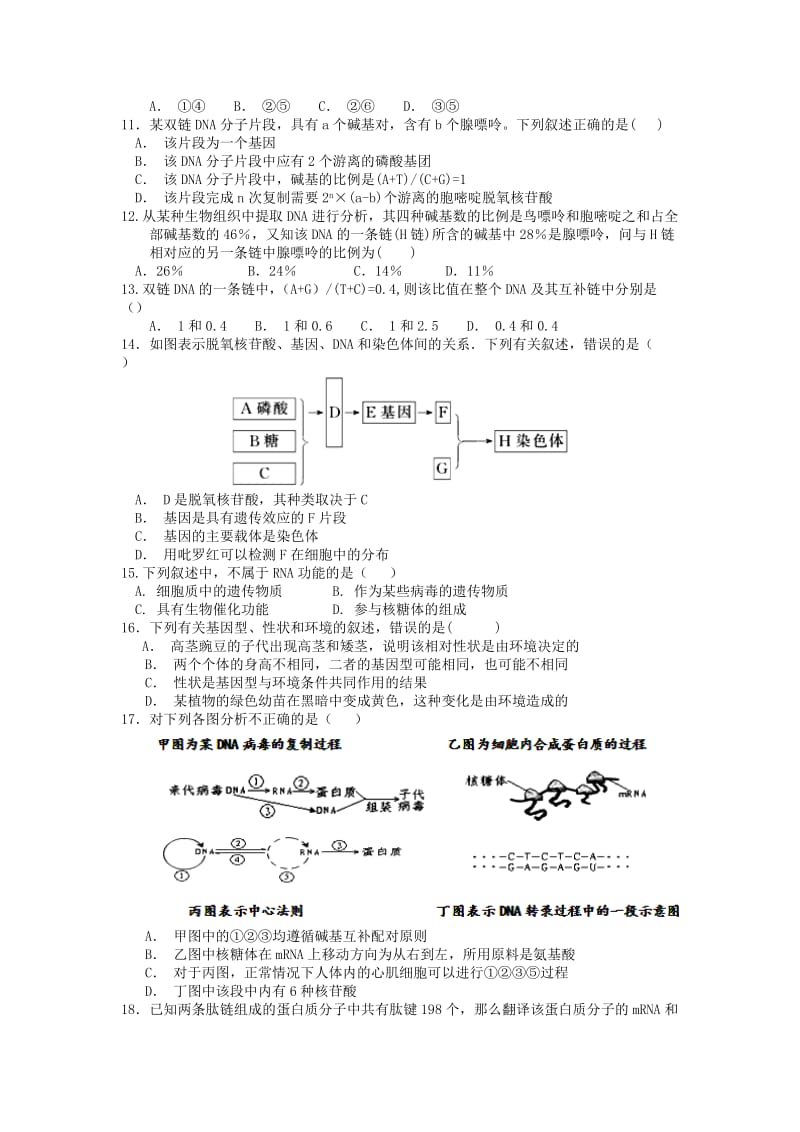 江西省南昌市八一中学、洪都中学七校2018-2019学年高二生物上学期期中试题.doc_第2页