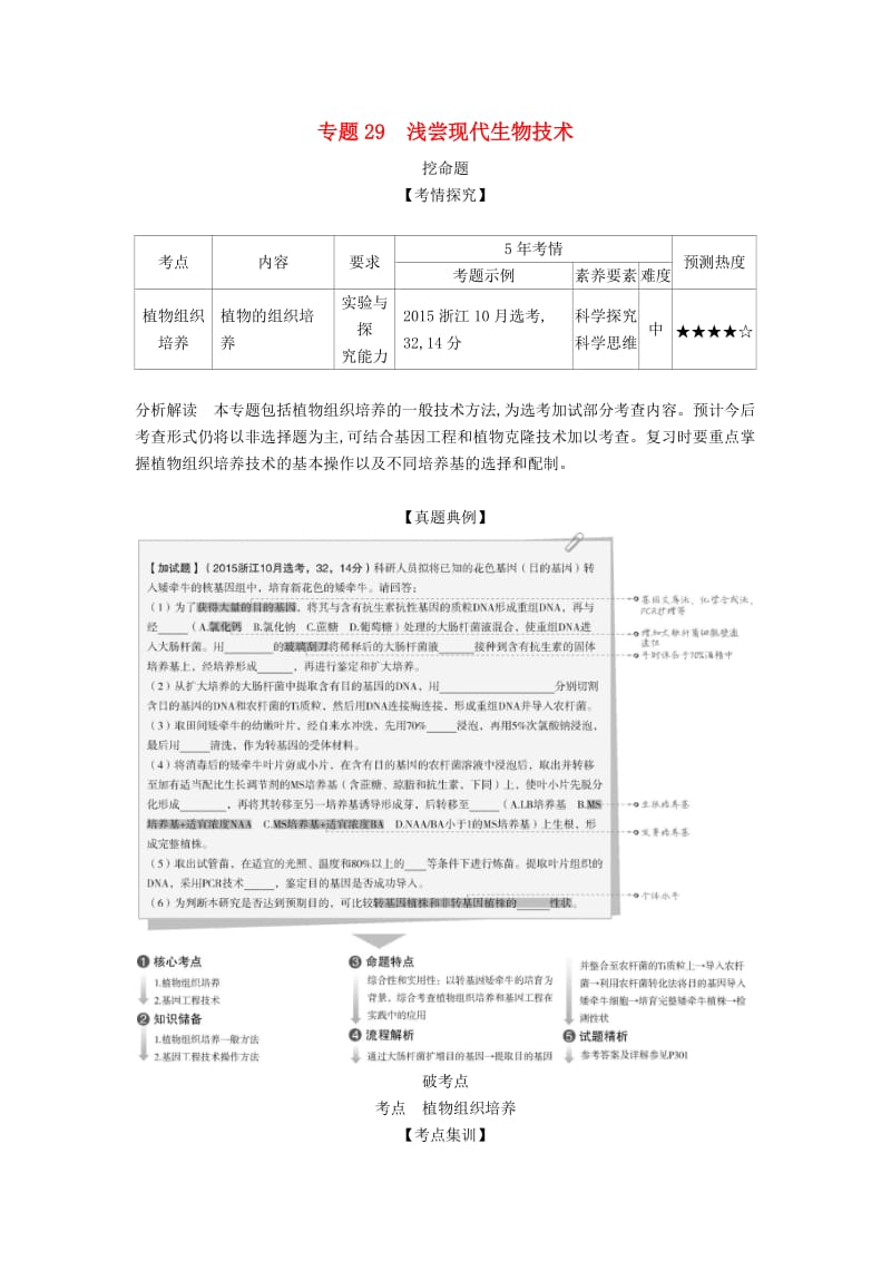 (B版)浙江省2020年高考生物总复习专题29浅尝现代生物技术教师用书.docx_第1页