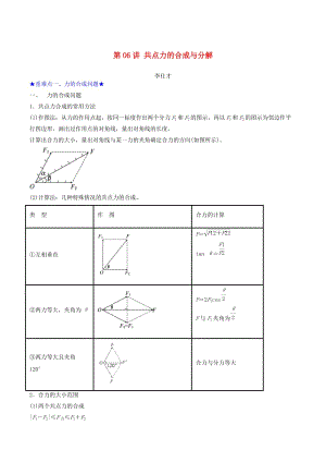 2019高考物理一輪復(fù)習(xí) 第2章 力與物體的平衡 第06講 共點(diǎn)力的合成與分解學(xué)案.doc