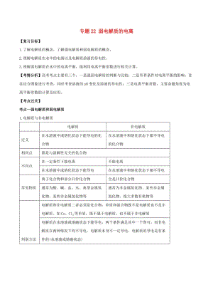 2019年高考化學(xué)一輪總復(fù)習(xí) 考點(diǎn)掃描 專題22 弱電解質(zhì)的電離學(xué)案.doc