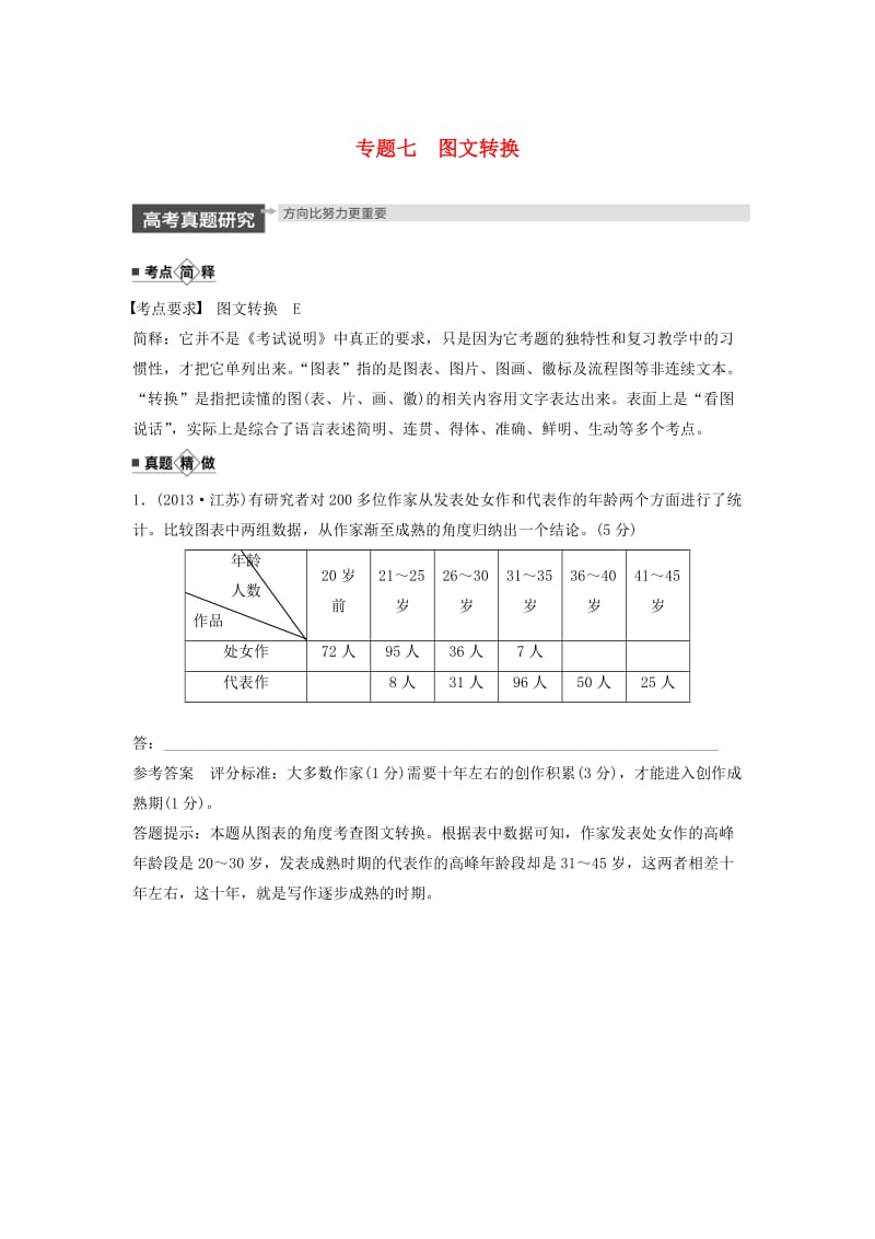 江苏专用2020版高考语文新增分大一轮复习第一章语言文字运用专题七图文转换讲义含解析.docx_第1页