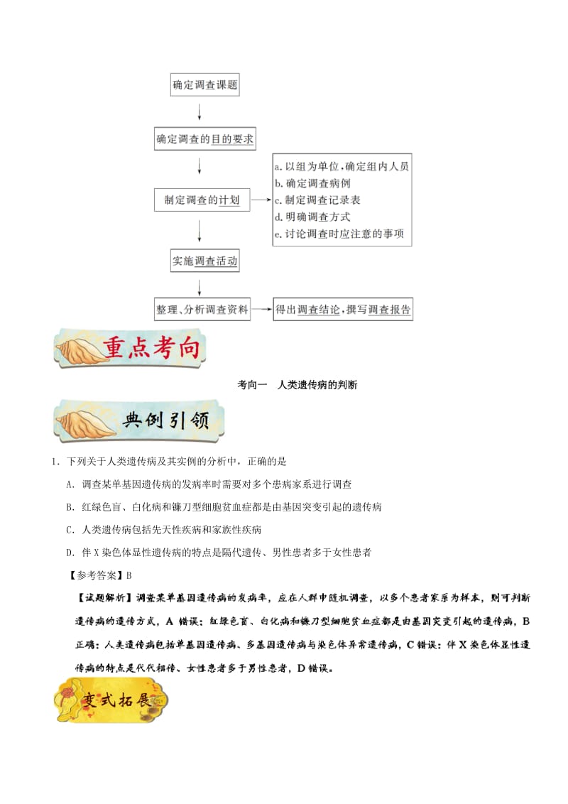 2019年高考生物 考点一遍过 考点41 人类遗传病（含解析）.doc_第3页