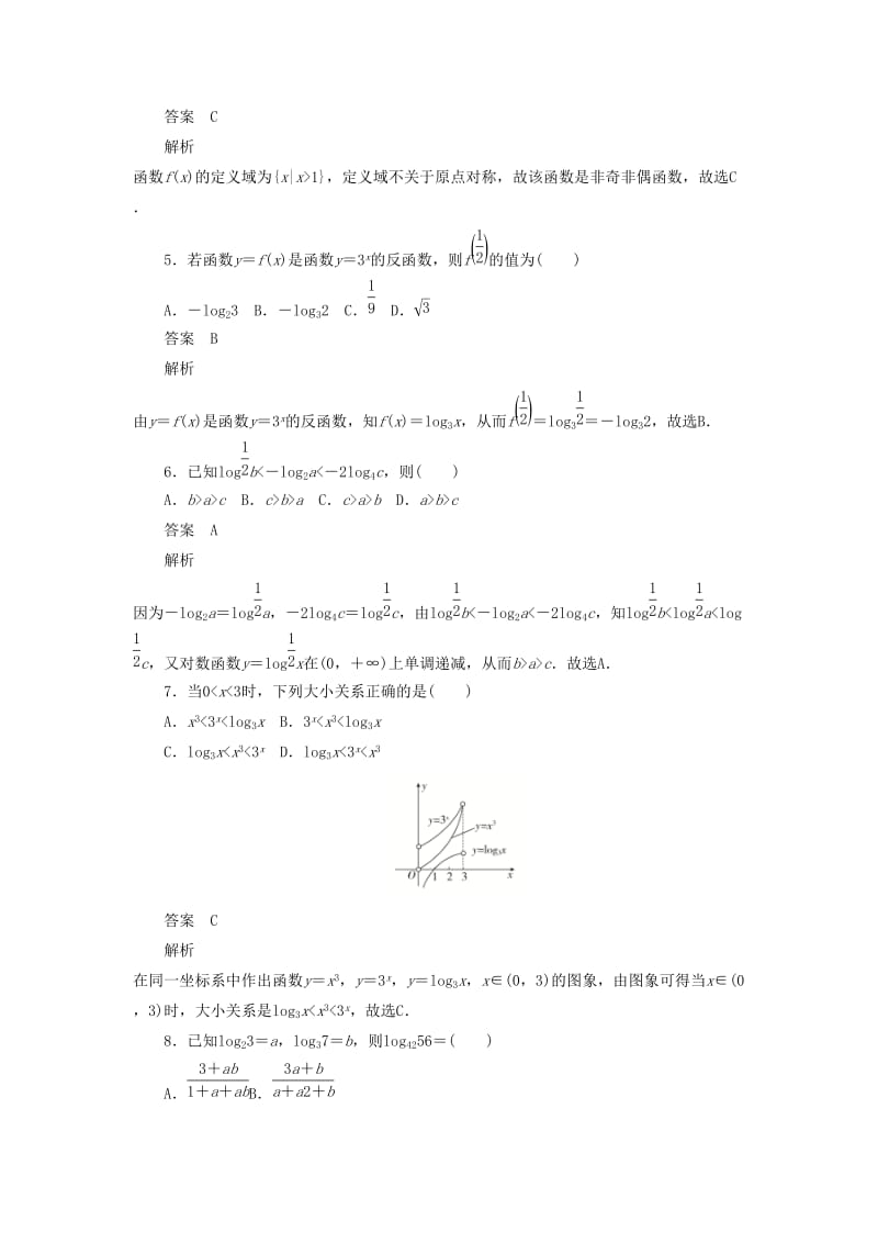 2020高考数学刷题首选卷 第二章 函数、导数及其应用 考点测试10 对数与对数函数 文（含解析）.docx_第2页