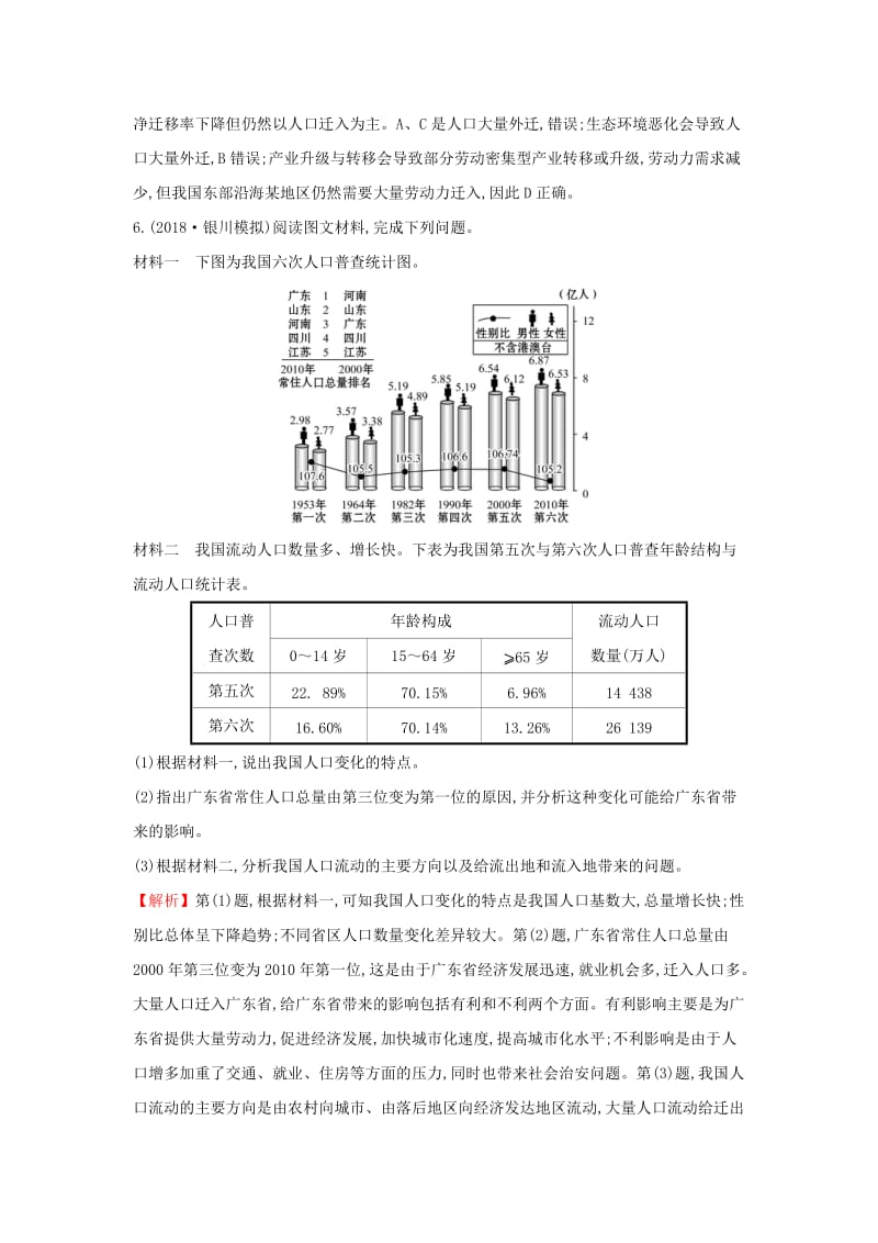 2019届高考地理一轮复习 课时提升作业十六 5.2 人口迁移、地域文化与人口 新人教版.doc_第3页