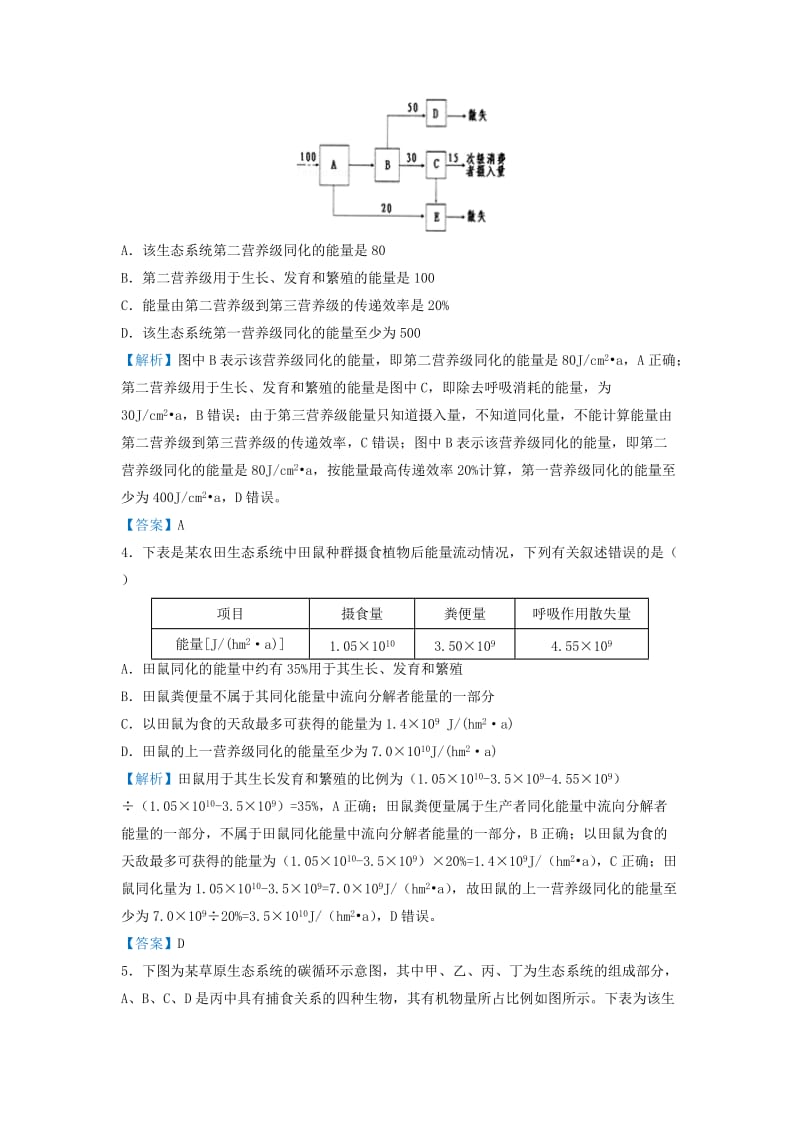 2019届高考生物 专题二十 食物链（网）中能量流动精准培优专练.doc_第3页