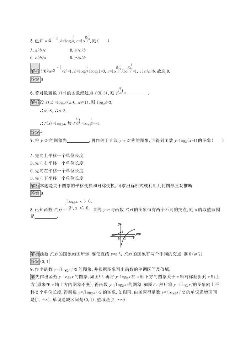 2019-2020学年高中数学 第二章 基本初等函数Ⅰ2.2 对数函数 2.2.2 对数函数及其性质课后篇巩固提升（含解析）新人教A版必修1.docx_第2页