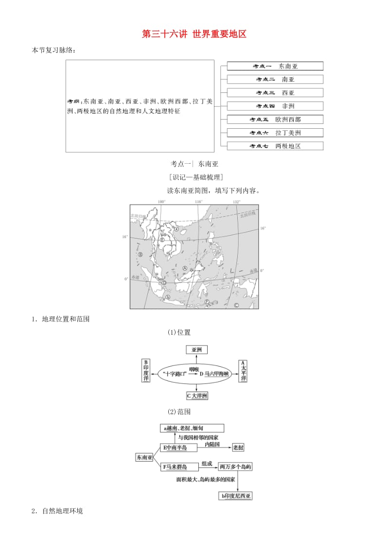 2019高考地理一轮复习 第三十六讲 世界重要地区讲练结合学案.doc_第1页