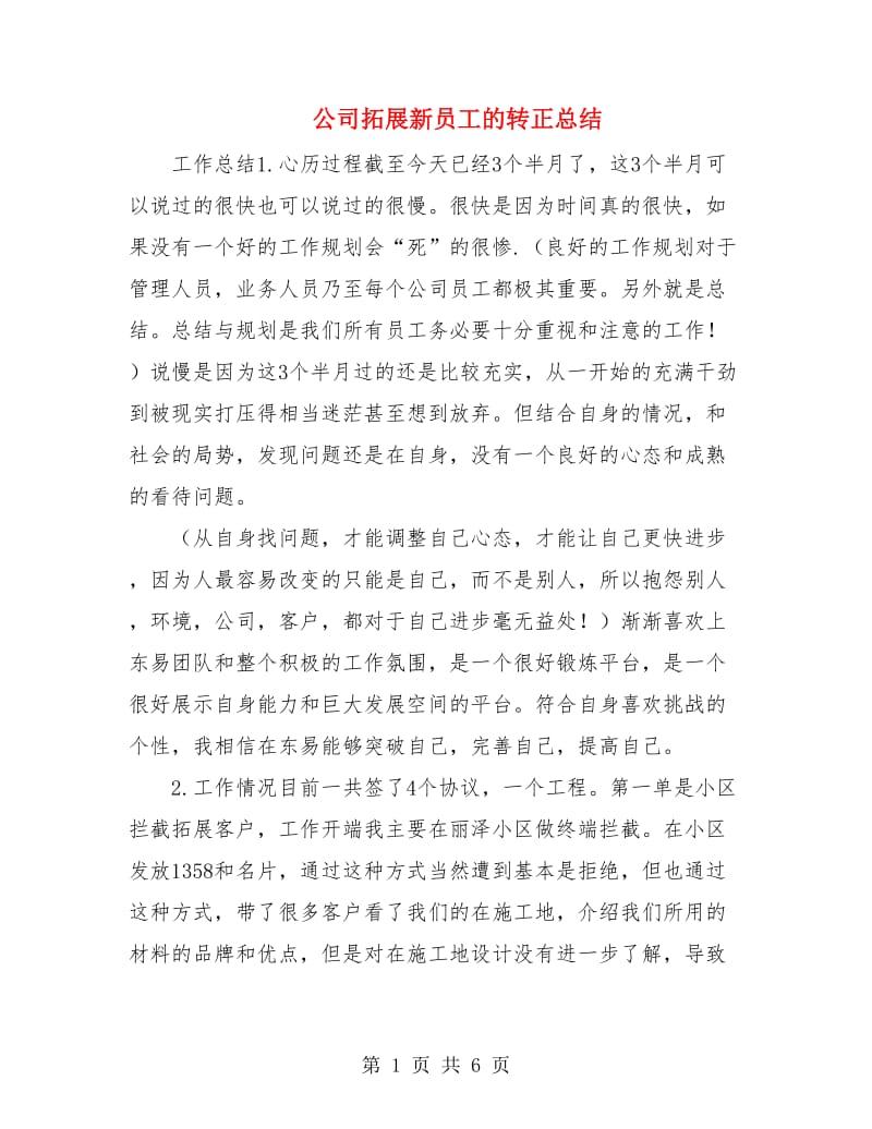 公司拓展新员工的转正总结.doc_第1页