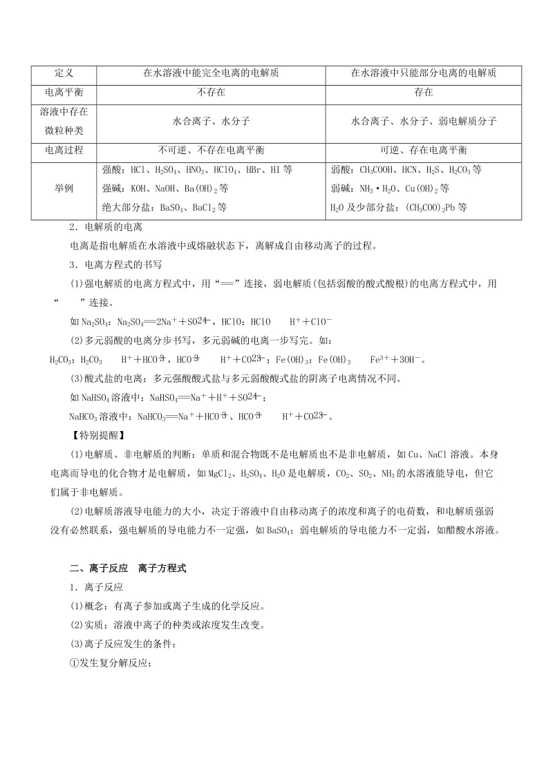 2019年高考化学一轮复习 专题2.2 离子反应和离子方程式教学案.doc_第2页