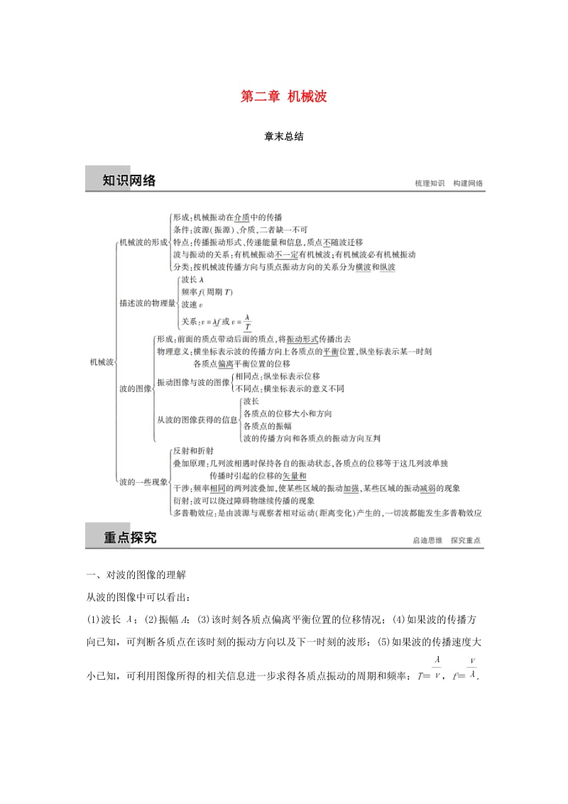 2018-2019版高中物理 第二章 机械波章末总结学案 教科版选修3-4.doc_第1页