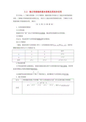 2018年秋高中數(shù)學(xué) 第三章 統(tǒng)計案例 3.2 獨(dú)立性檢驗(yàn)的基本思想及其初步應(yīng)用學(xué)案 新人教A版選修2-3.doc