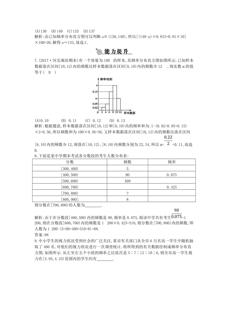 2019版高中高中数学 第二章 统计 2.2.1 用样本的频率分布估计总体分布课时作业 新人教A版必修3.doc_第3页