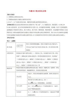 2019年高考化學一輪總復習 考點掃描 專題08 鐵及其化合物學案.doc