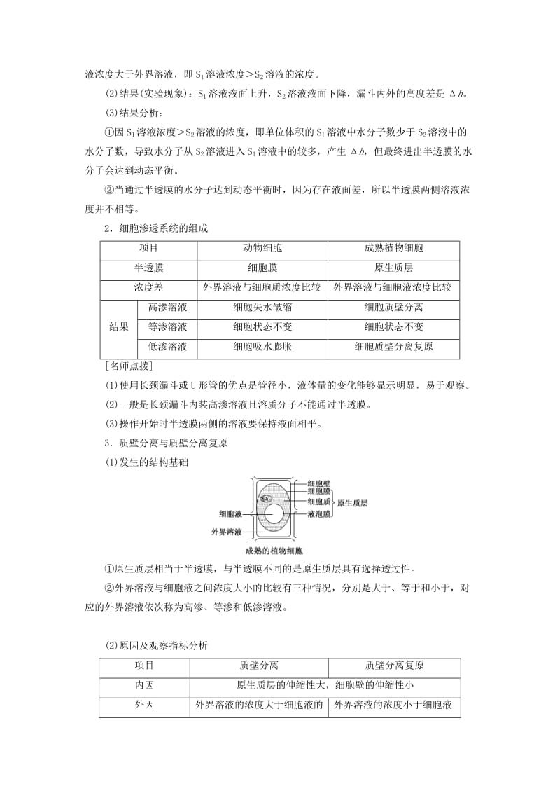 2018-2019学年高中生物 第三章 第三节 第2课时 探究植物细胞的吸水和失水学案（含解析）苏教版必修1.doc_第3页