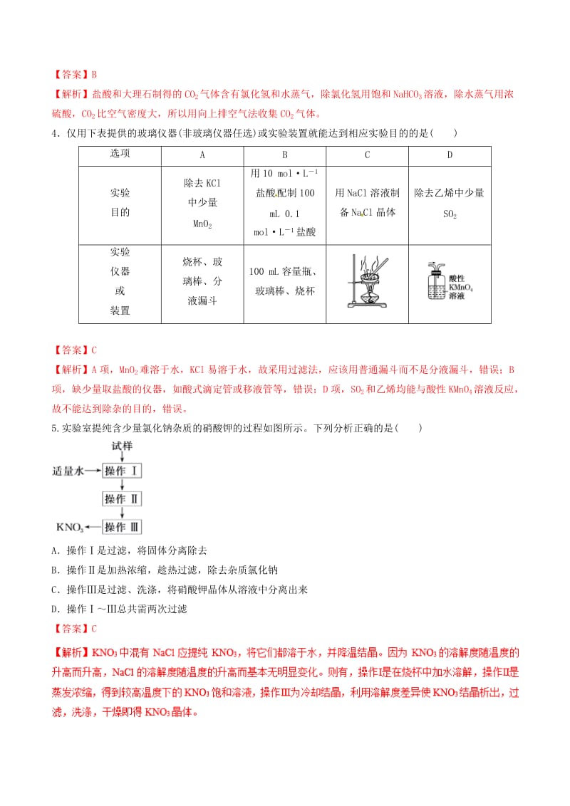 2019年高考化学二轮复习 专题22 物质的分离提纯练习.doc_第2页