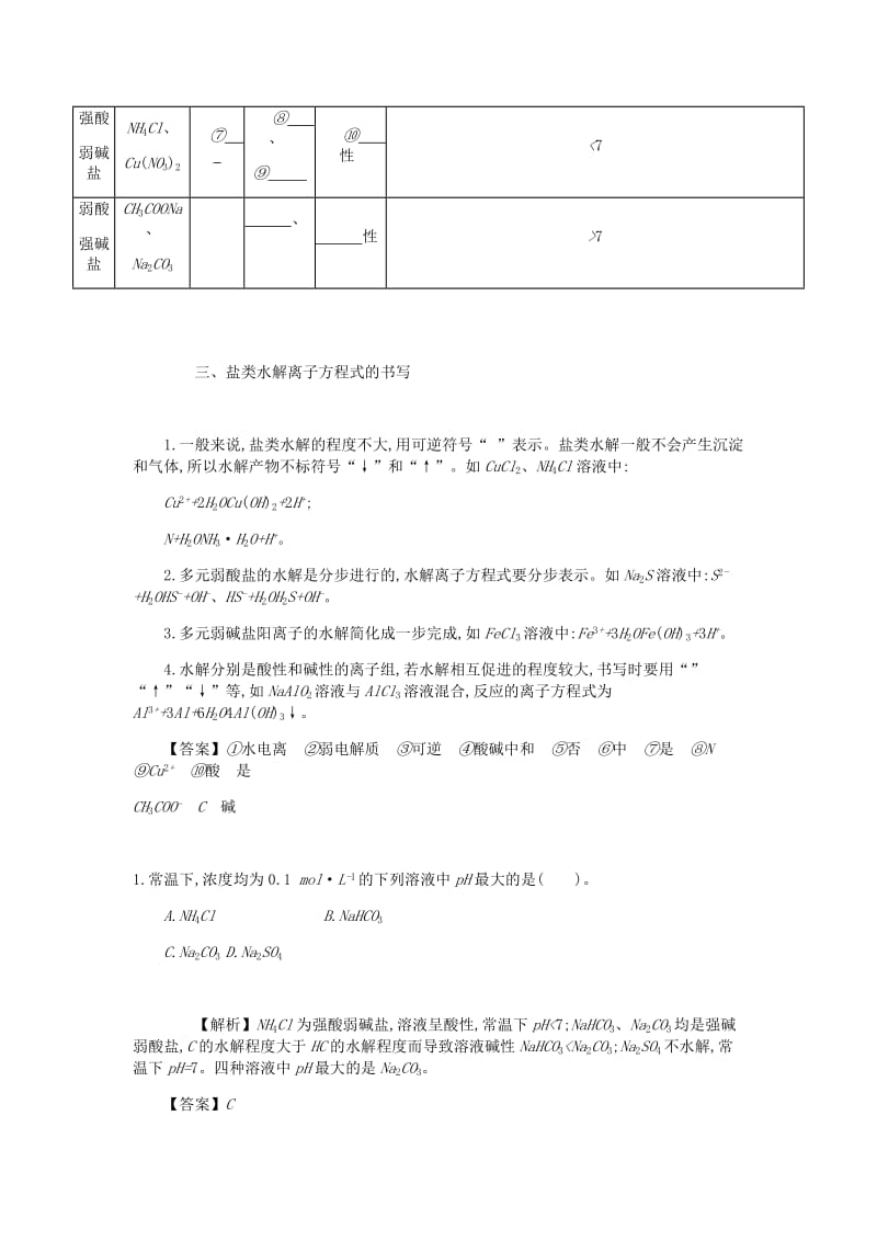 2019高考化学一轮复习 主题22 盐类的水解（2）（含解析）.doc_第2页