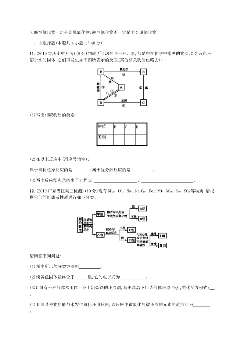 2020版高考化学一轮复习 课时规范练3 物质的分类 新人教版.docx_第3页