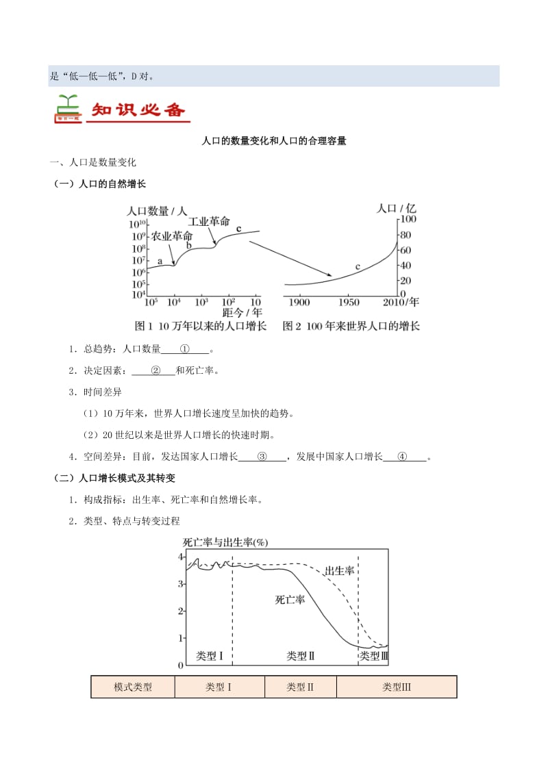 2018高中地理 每日一题之快乐暑假 第01天 人口的数量变化和人口的合理容量（含解析）新人教版.doc_第2页