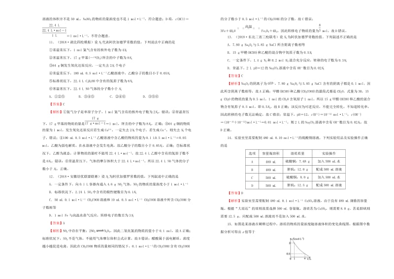 2019年高考化学一轮复习 第二单元 化学计量在实验中的应用单元A卷.doc_第3页