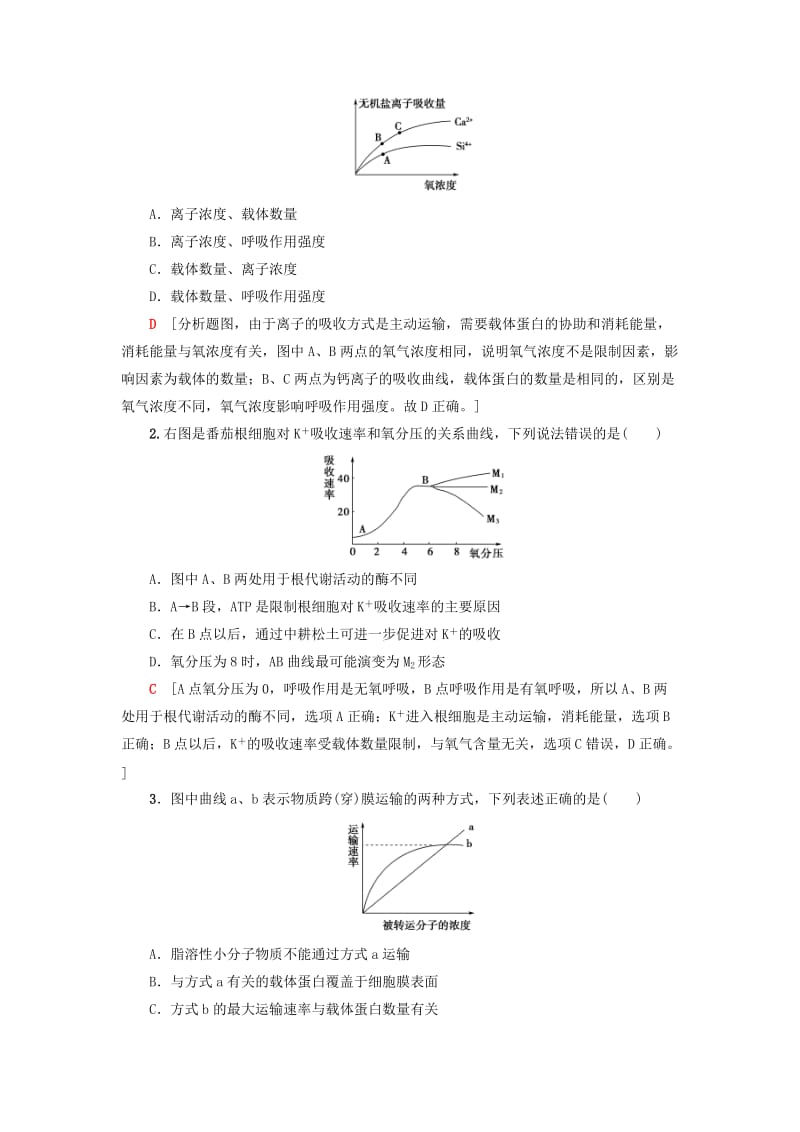 2018-2019学年高中生物 第四章 细胞的物质输入和输出 微专题突破 （一）外界因素对物质跨膜运输影响的曲线分析学案 新人教版必修1.doc_第2页