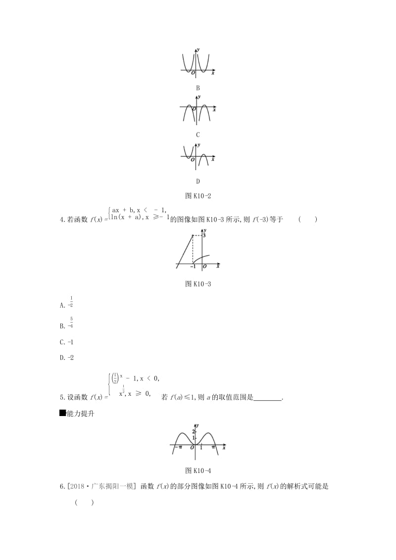 2019届高考数学二轮复习查漏补缺课时练习十第10讲函数的图像文.docx_第2页