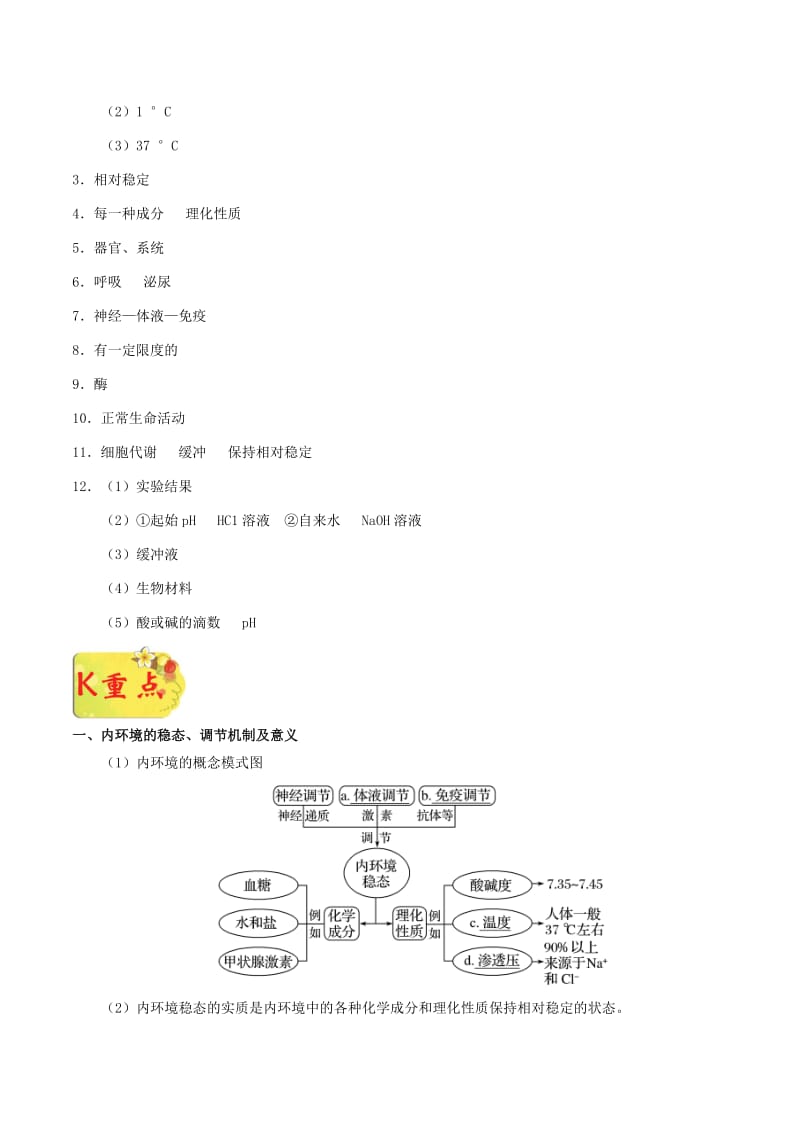 2018-2019学年高中生物 专题1.2 内环境稳态的重要性试题 新人教版必修3.doc_第3页