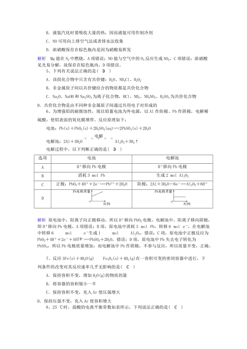 2019高考化学一轮复习 选训习题（5）（含解析）新人教版.doc_第2页